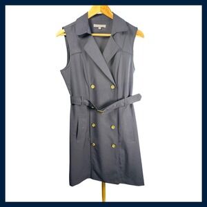 Sharagano Sleeveless Trench Dress Women's Size 8 Double Breasted Belted‎